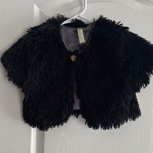 Cherokee Black Faux Fur Cape for Kids